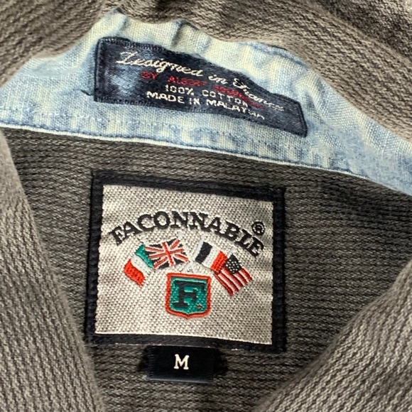 VTG Faconnable Shirt Mens Medium Gray Button Up Long Sleeve Heavyweight Corduroy - Picture 3 of 12